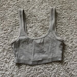 Zara Gray Ribbed Tank Top